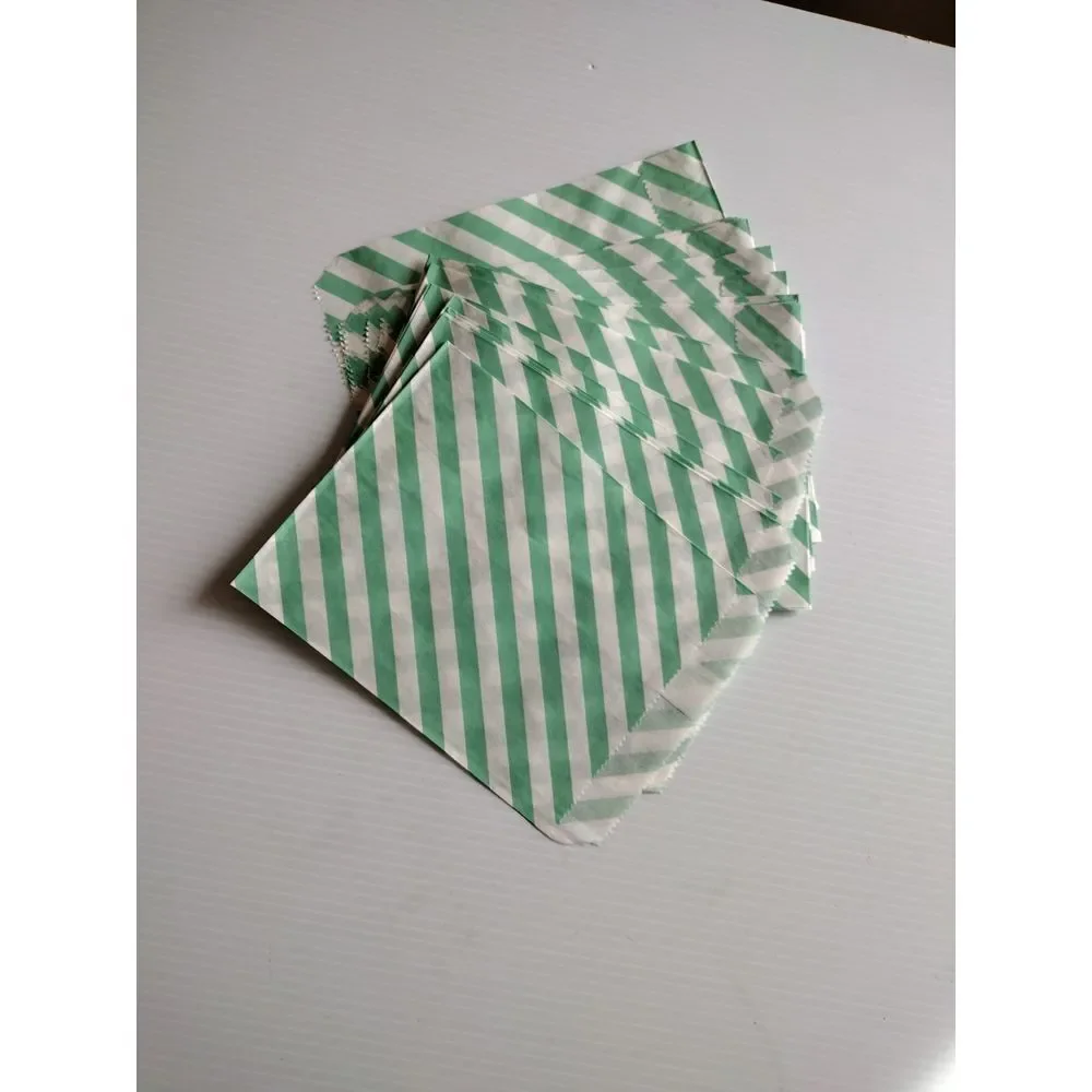 Craft Clouds 5X7 Paper Gift Bags Candy Teal Stripes Merchandise Bag‎ 100 Pcs